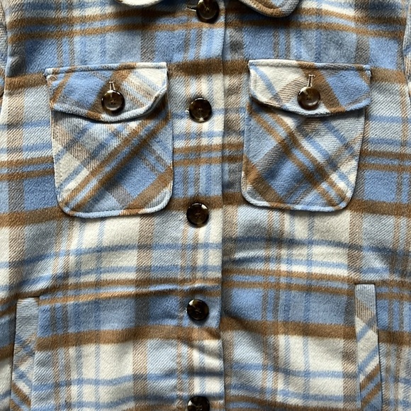 Kenzie Jeans Blue and White Plaid Shacket - Picture 3 of 5